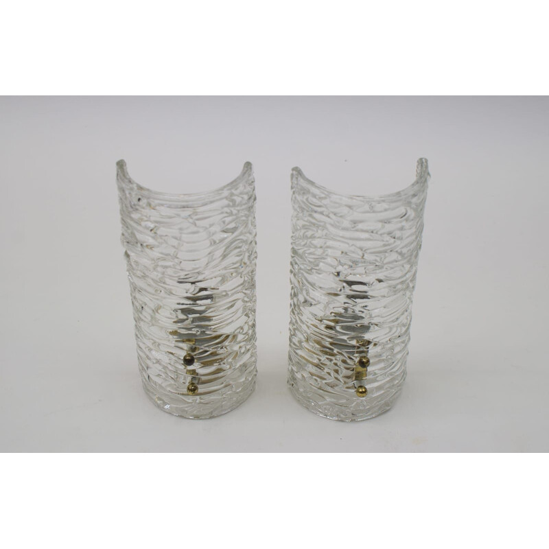 Pair of vintage glass sconces from Kalmar, Austria 1950