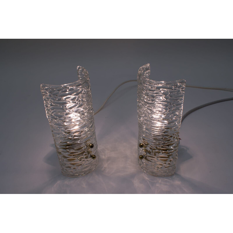 Pair of vintage glass sconces from Kalmar, Austria 1950