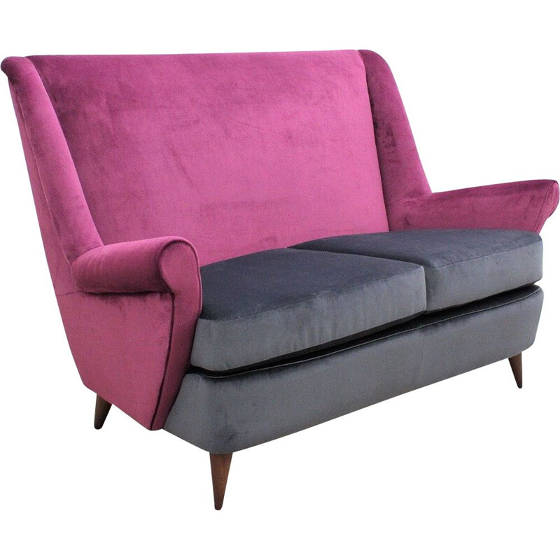 Vintage sofa by ISA Bergamo in purple italian