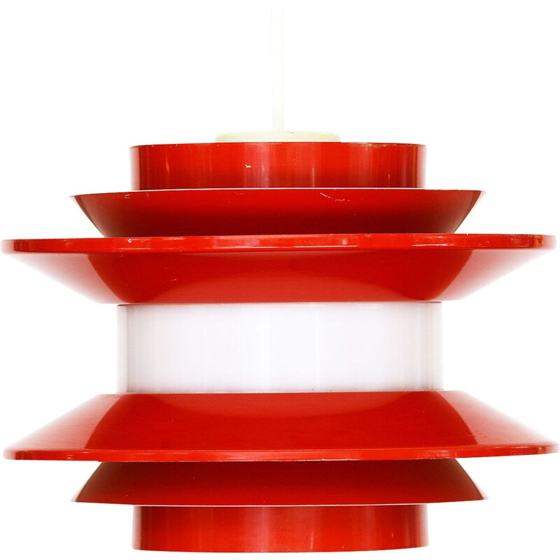 Vintage Pendant light "Trava" in red lacquer by Carl Thore for Granhaga Metallindustri. Sweden 1970s