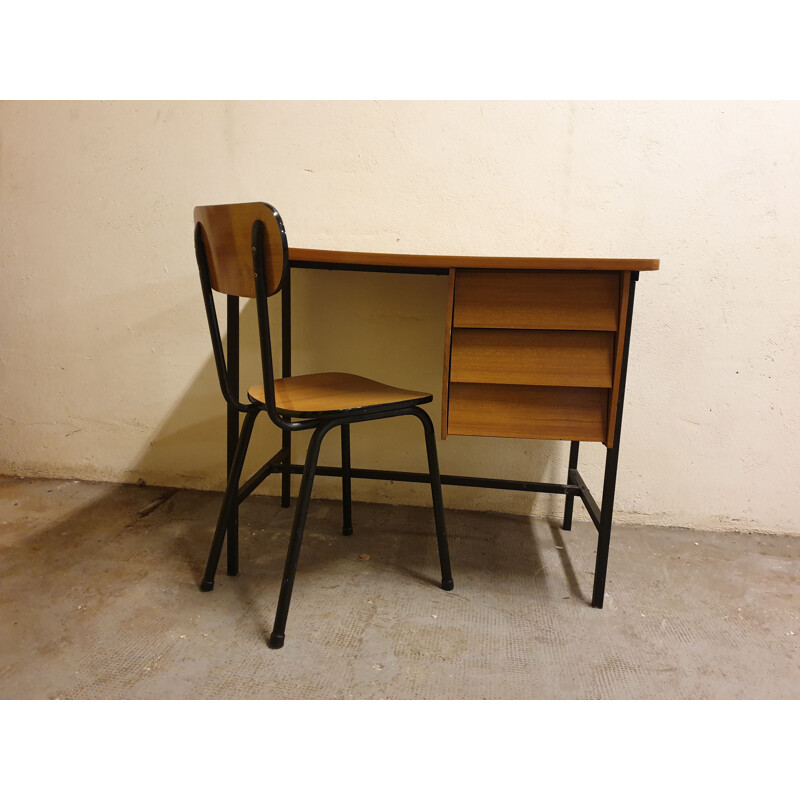Gino 1970 vintage bureau en stoel