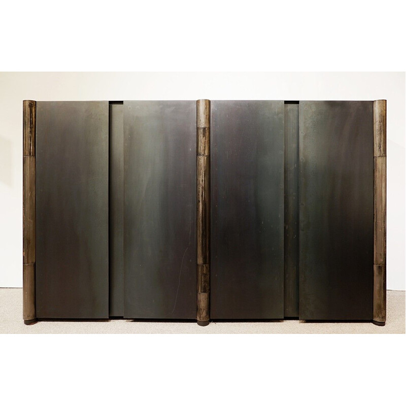 Vintage sideboard in patinated steel by Franck Robichez, 2000