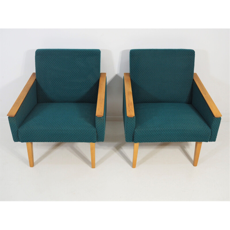 Pair of Vintage Sofa, Armchairs, Table Set from Tatra, 1970s