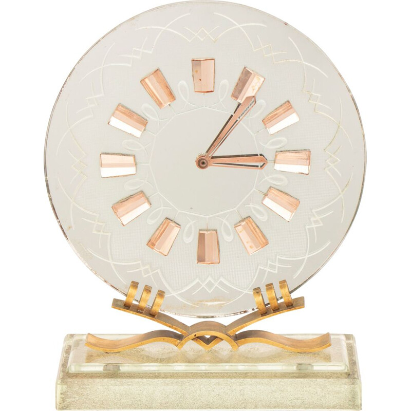 Vintage Art Deco glass clock, Italy