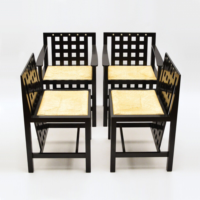 Set Of 4  vintage Ds3 Chairs By Charles Rennie Mackintosh For Cassina, 1975