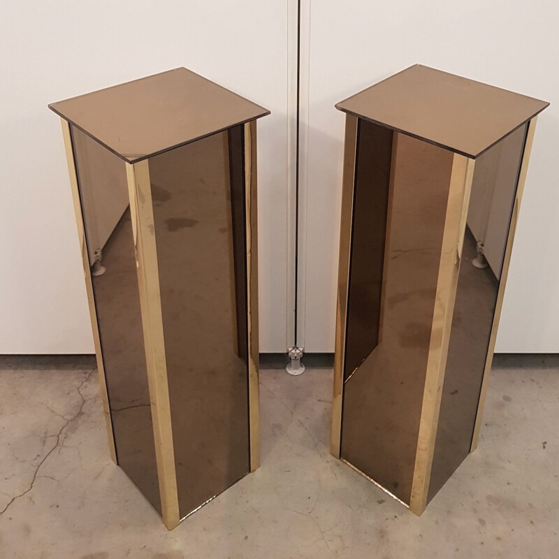 Pair of vintage Belgo Chrom - Dewulf pedestals 1970