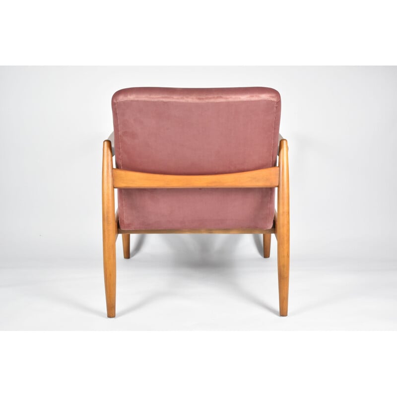 Sillón vintage E. Homa, terciopelo rosa 1960