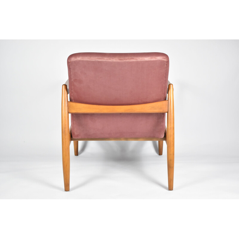 Vintage E. Homa fauteuil, roze fluweel 1960