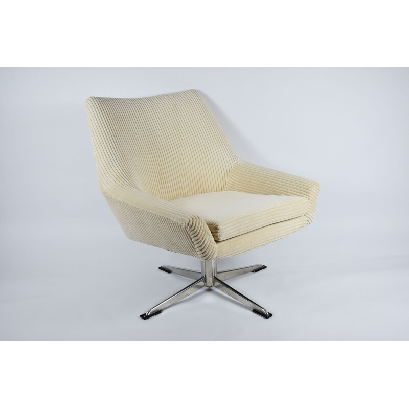Beige corduroy "Shell" vintage fauteuil 1960