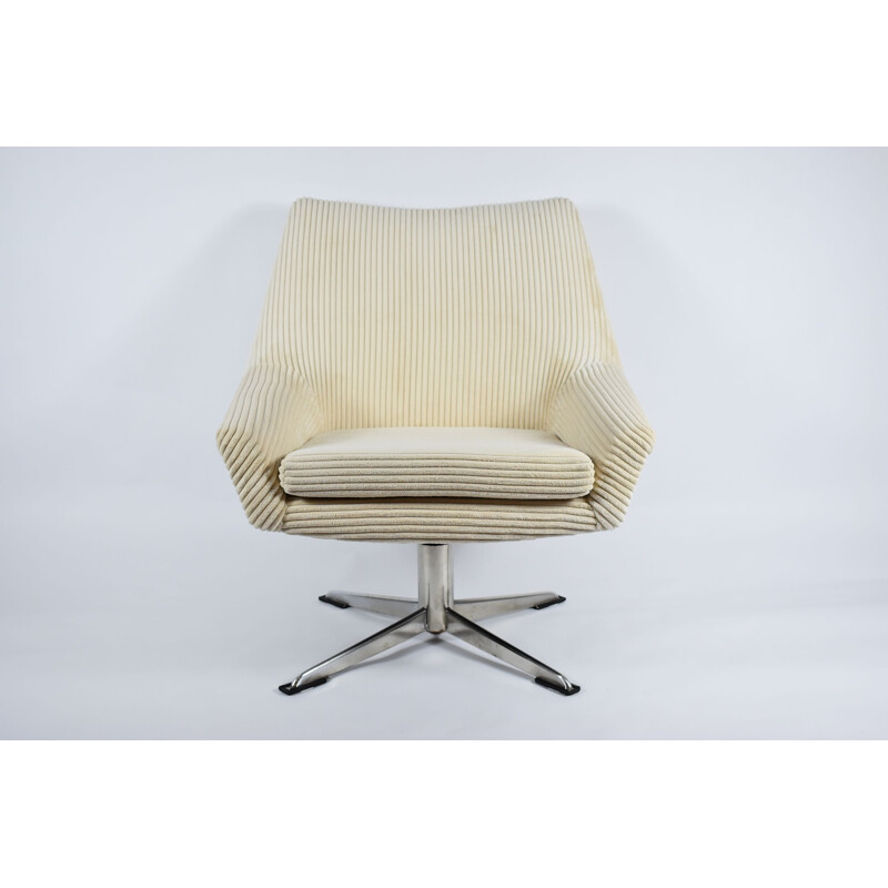 Poltrona vintage "Shell" in velluto a coste beige 1960