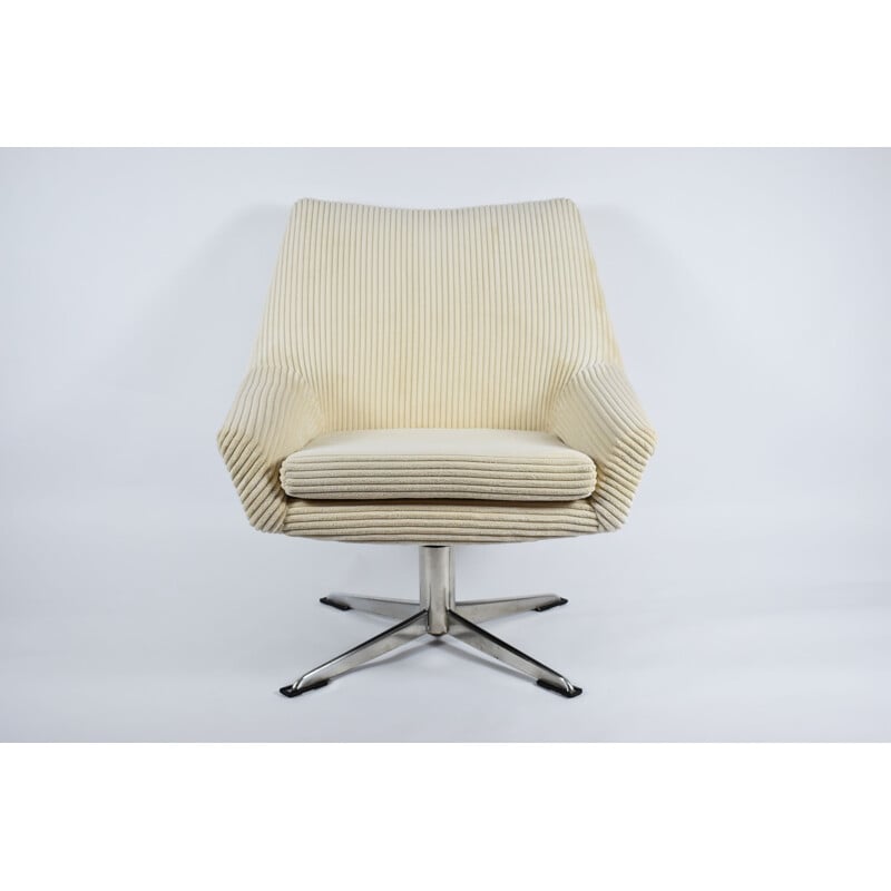 Beige corduroy "Shell" vintage fauteuil 1960