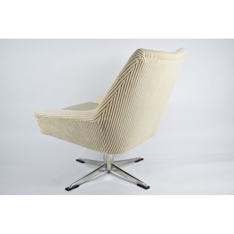 Beige corduroy "Shell" vintage fauteuil 1960