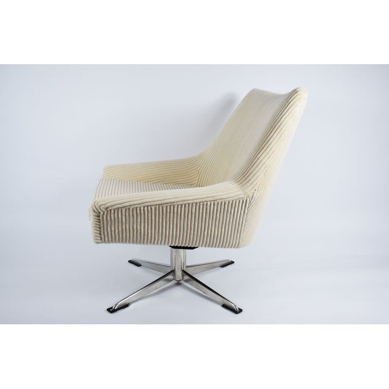 Beige corduroy "Shell" vintage fauteuil 1960