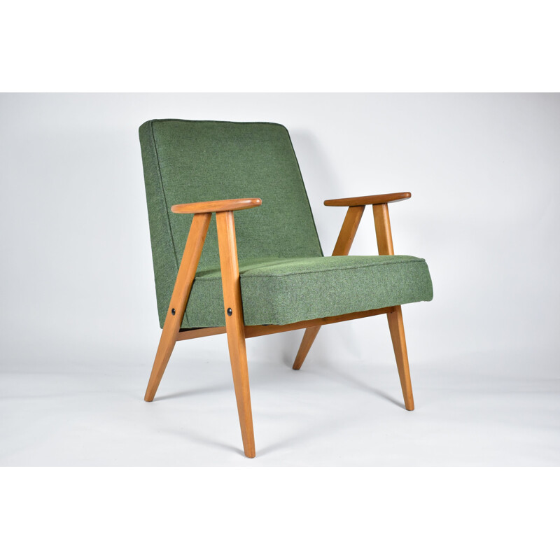 Vintage fauteuil 366, J. Chierowski groene stof 1960