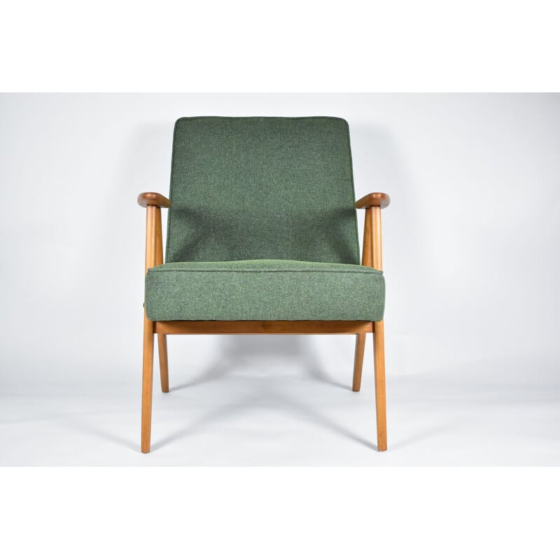 Vintage fauteuil 366, J. Chierowski groene stof 1960