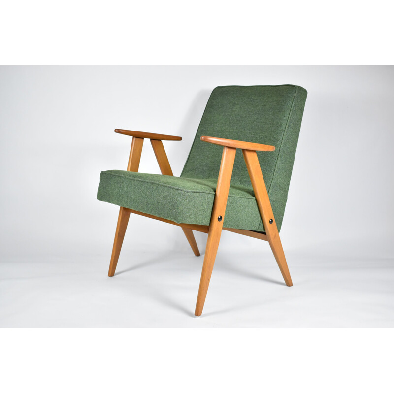 Vintage fauteuil 366, J. Chierowski groene stof 1960