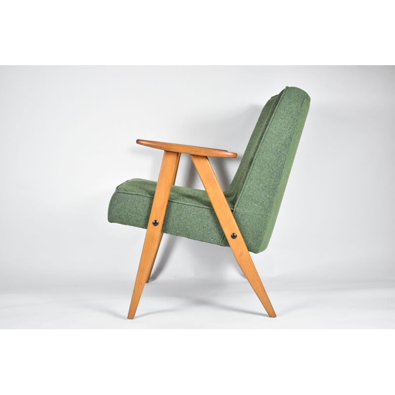 Vintage fauteuil 366, J. Chierowski groene stof 1960