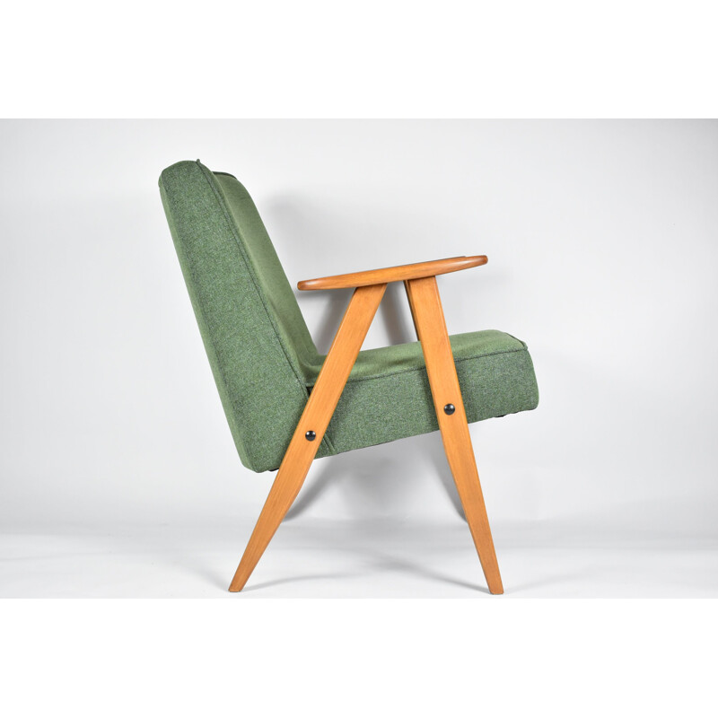 Vintage fauteuil 366, J. Chierowski groene stof 1960