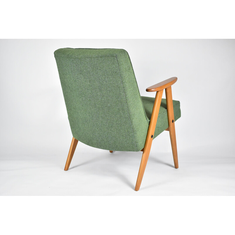 Vintage Sessel 366, J. Chierowski grüner Stoff 1960