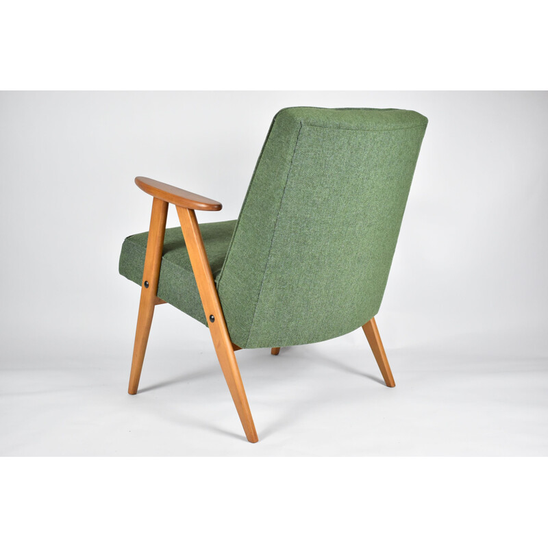 Vintage fauteuil 366, J. Chierowski groene stof 1960