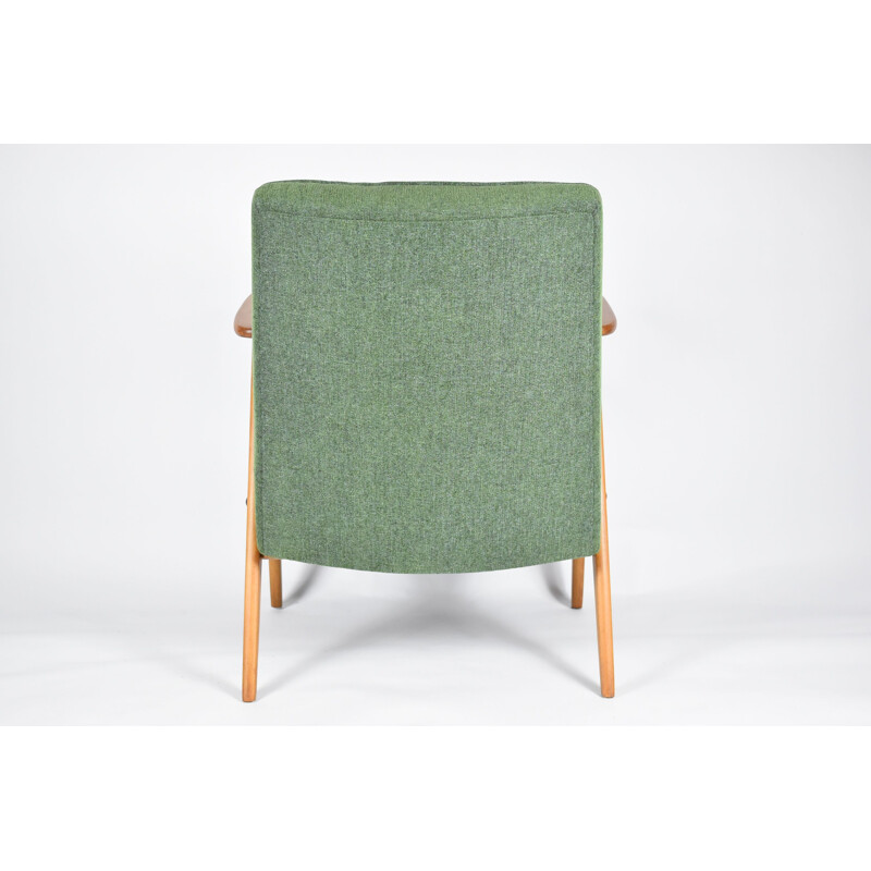 Vintage fauteuil 366, J. Chierowski groene stof 1960