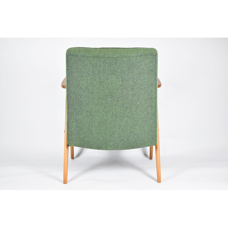 Vintage Sessel 366, J. Chierowski grüner Stoff 1960