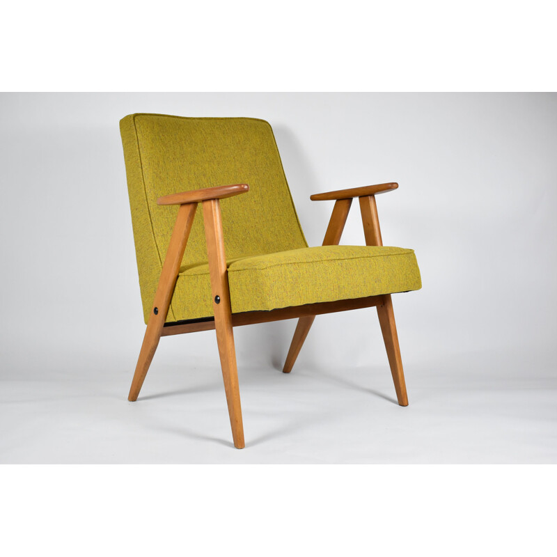 Vintage fauteuil 366, Pools geel 1960