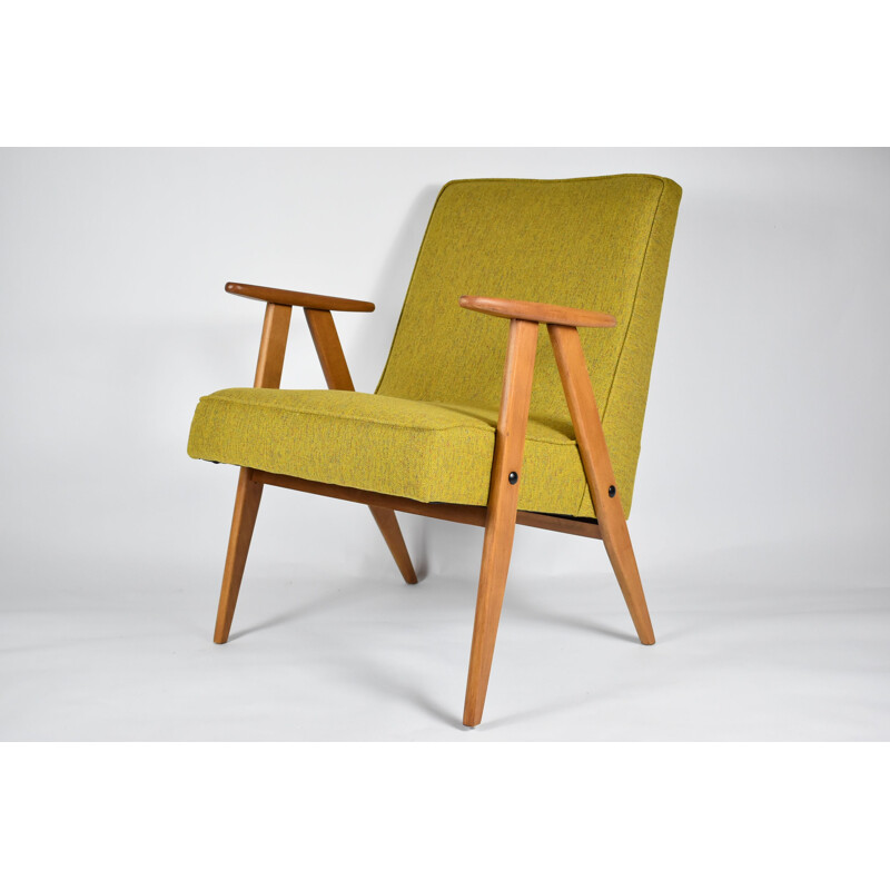 Vintage armchair 366, Polish yellow 1960s