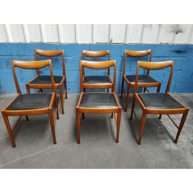 6 vintage chairs Jacques hauville 1960