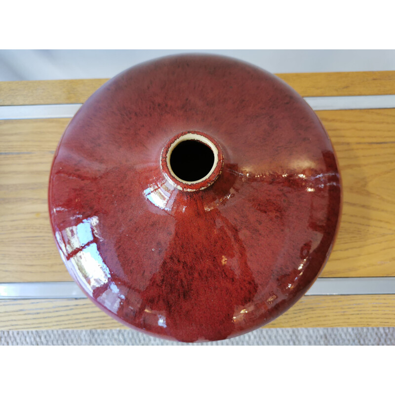 Vase vintage boule goutte en ceramique 1970