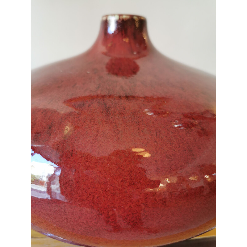 Vase vintage boule goutte en ceramique 1970