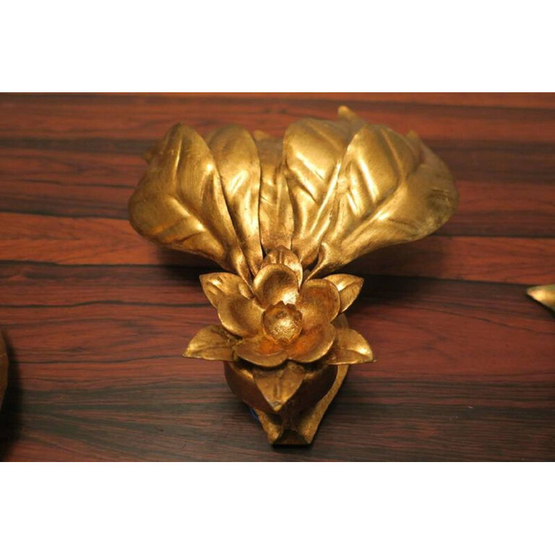 Set of 4 Mid Century Hans Kögl Gilt Tole Wall Lights 1970s