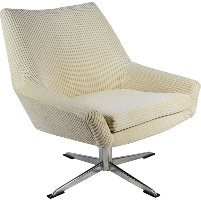 Sillón vintage "Shell" de pana beige 1960