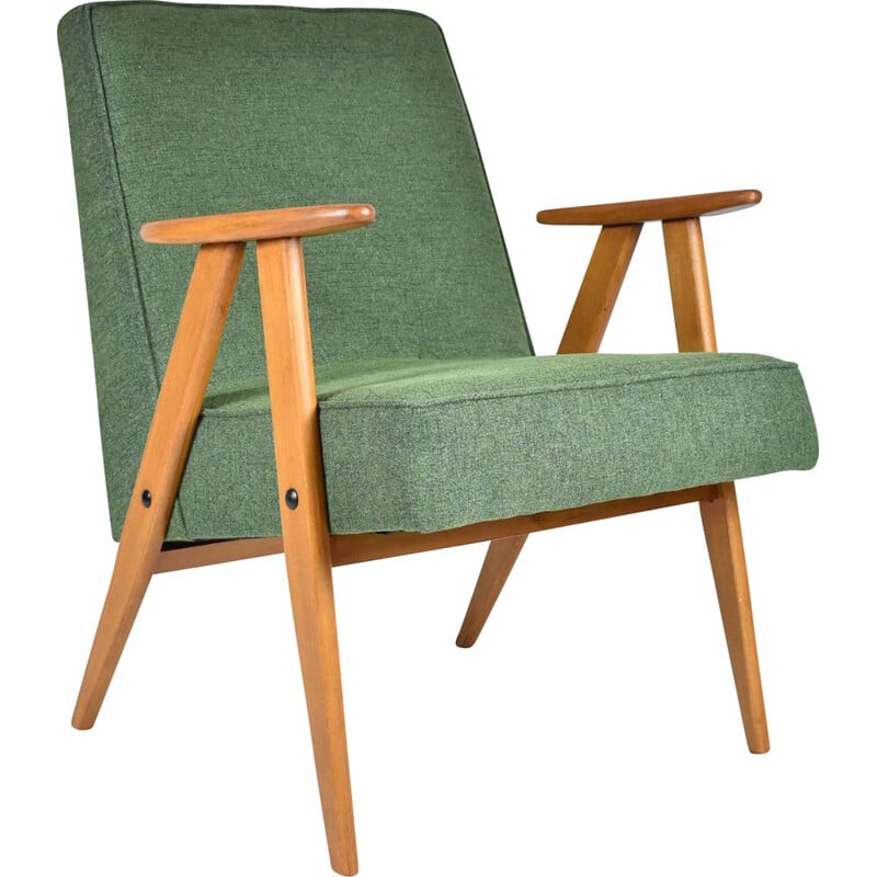 Vintage armchair 366,  J. Chierowski green fabric 1960s