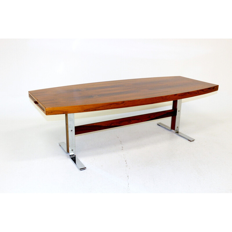 Vintage rosewood and metal coffee table Johannes Andersen, Sweden, 1960