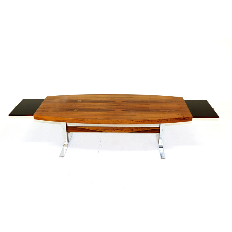 Table basse vintage en palissandre et en métal Johannes Andersen, Suède, 1960