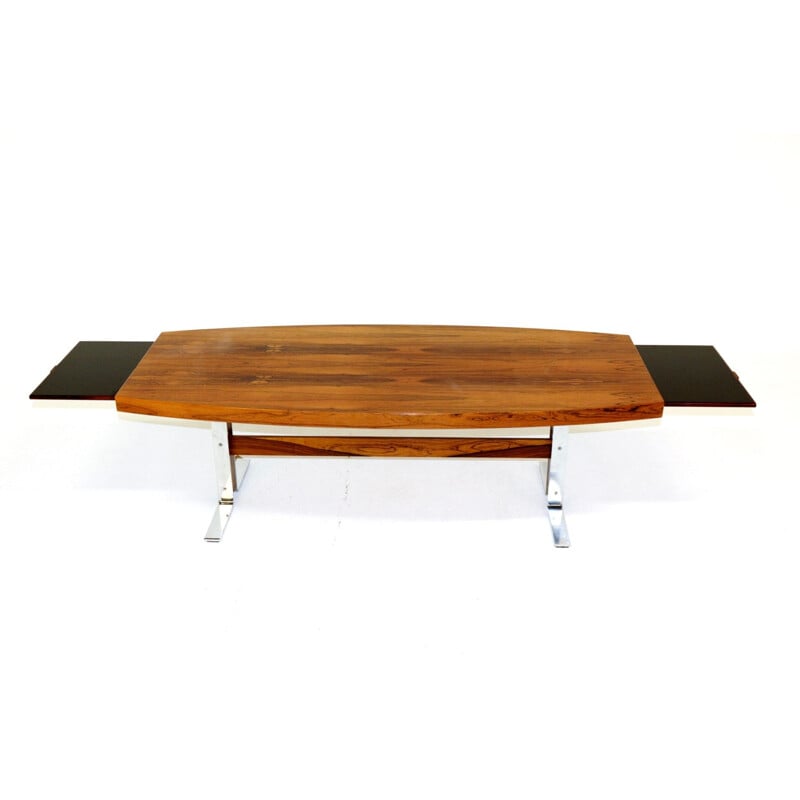 Vintage rosewood and metal coffee table Johannes Andersen, Sweden, 1960