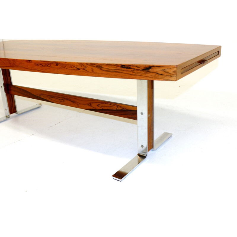 Table basse vintage en palissandre et en métal Johannes Andersen, Suède, 1960