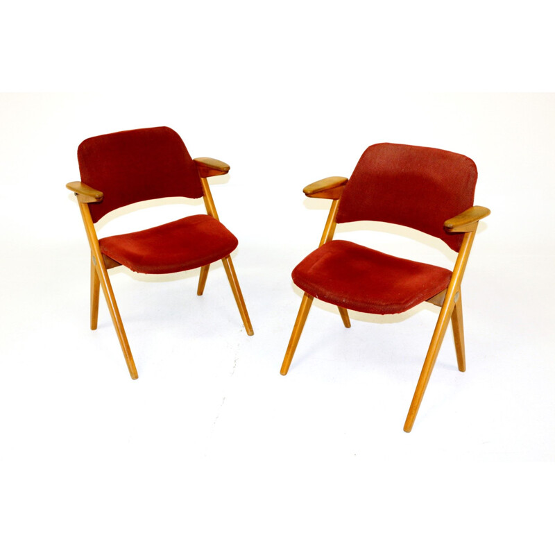 Pair of Scandinavian vintage armchairs, Bengt Ruda, Nordiska Kompaniet, Sweden, 1950