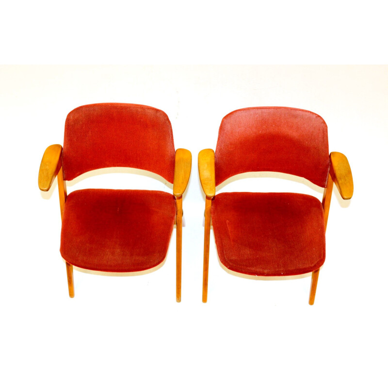 Pair of Scandinavian vintage armchairs, Bengt Ruda, Nordiska Kompaniet, Sweden, 1950