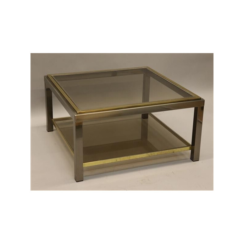 Vintage steel and brass side table by Belgo Chrom for Dewulf, 1970