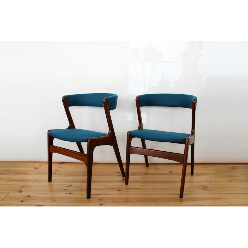 Mid-century chair in blue Kvadrat fabric, Kai KRISTIANSEN - 1960s