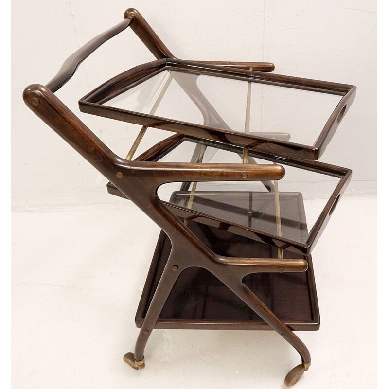Vintage 2-tray trolley by Cesare Lacca - Italy 1950