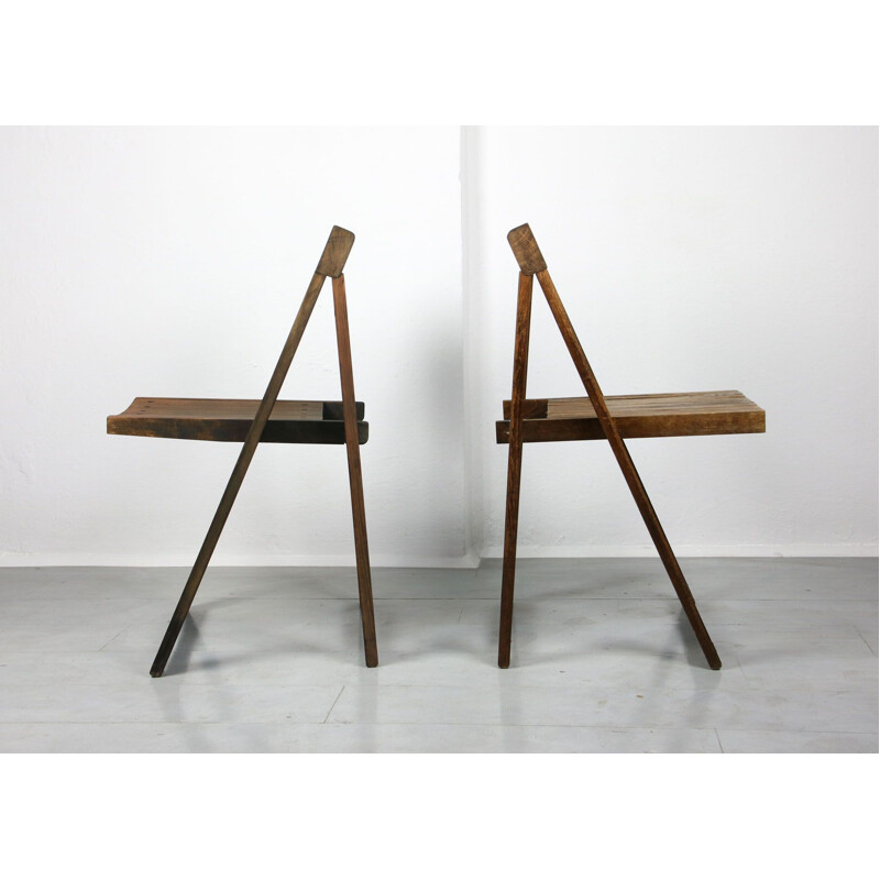 Pair of Vintage Folding Chairs by Aldo Jacober Italian 1960s