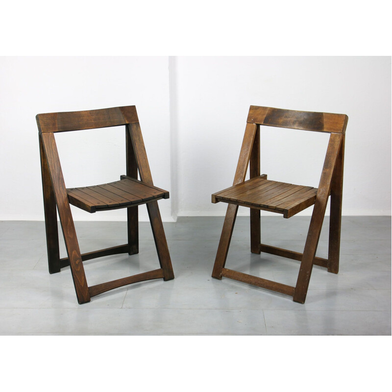 Pair of Vintage Folding Chairs by Aldo Jacober Italian 1960s