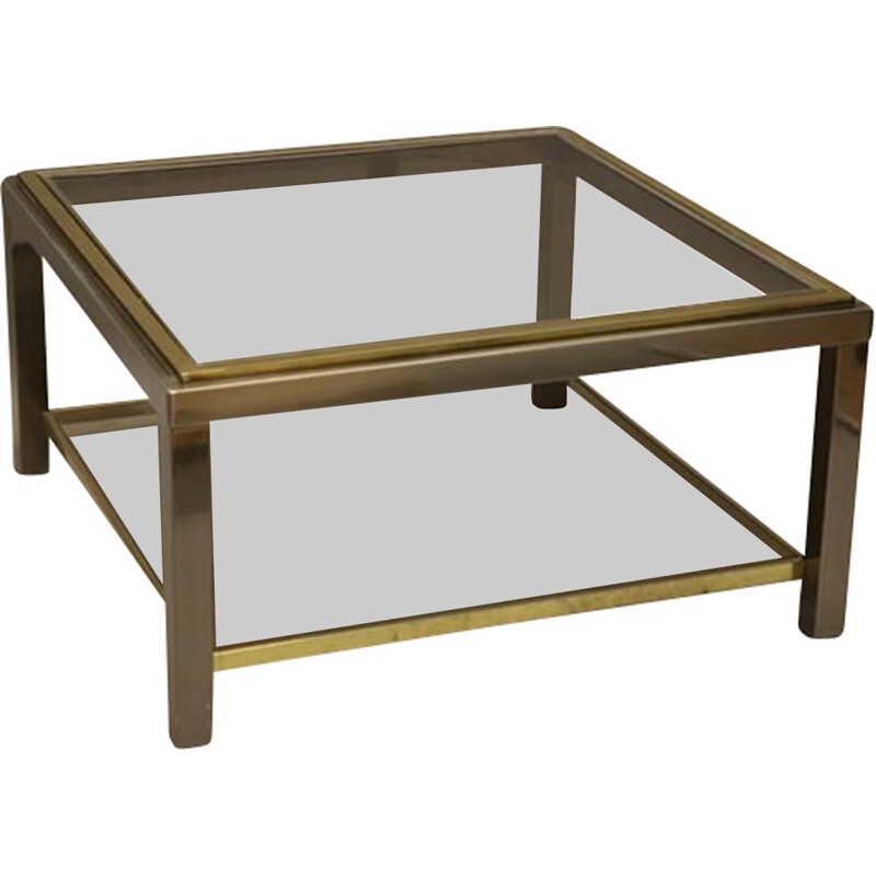 Vintage steel and brass side table by Belgo Chrom for Dewulf, 1970