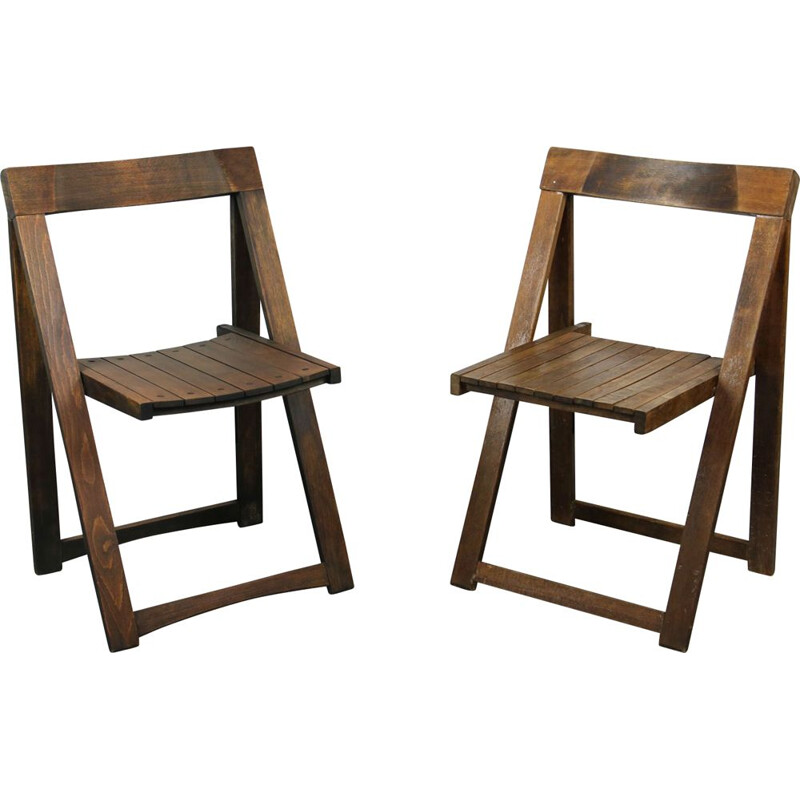 Pair of Vintage Folding Chairs by Aldo Jacober Italian 1960s