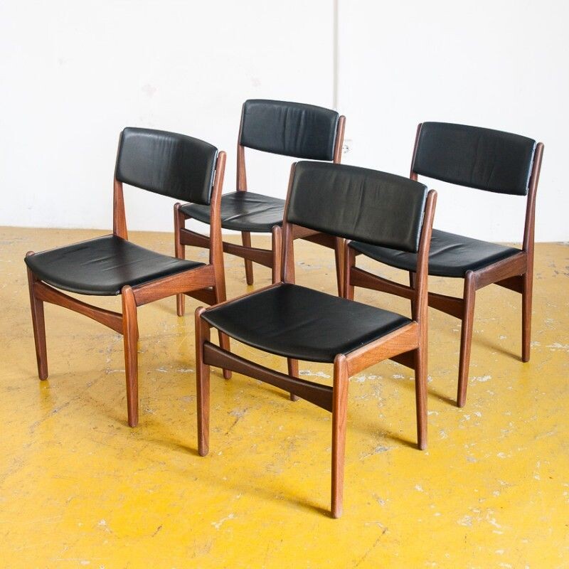 Set of 4 vintage chairs by Poul Volther for Frem Rojle, Denmark 1960