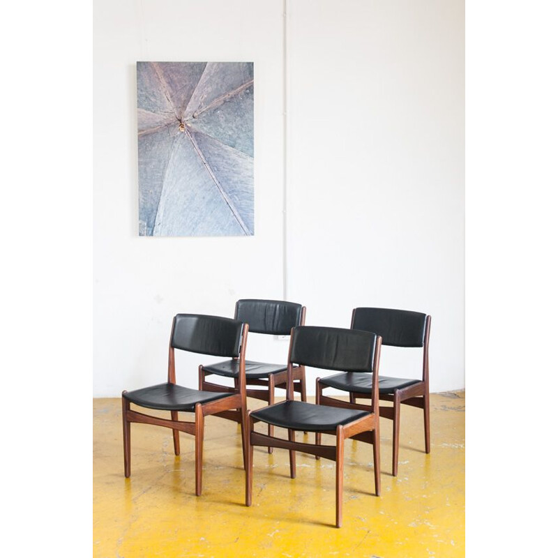 Set of 4 vintage chairs by Poul Volther for Frem Rojle, Denmark 1960