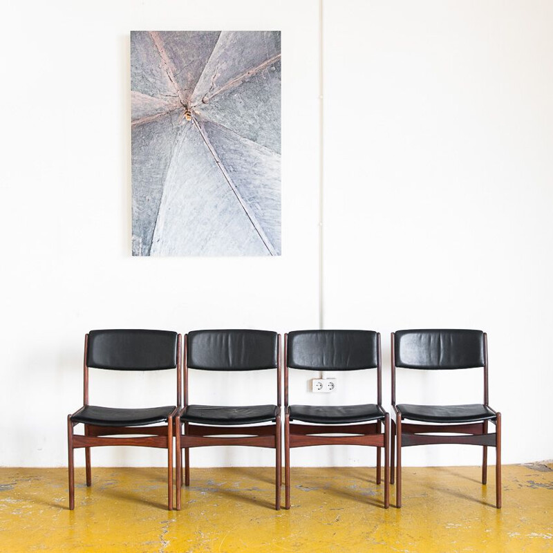 Set of 4 vintage chairs by Poul Volther for Frem Rojle, Denmark 1960